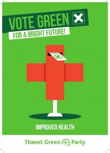 Election graphic - Vote Green for a brighter future - improved health