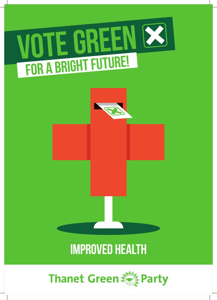 Election graphic - Vote Green for a brighter future - improved health