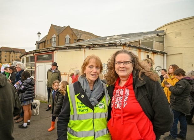 Green Councillor Tricia Austin joining the Granville Theatre protest on 15 March 2022