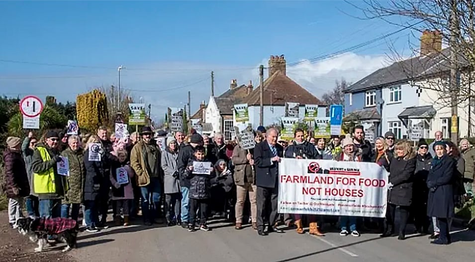 Community members protest against housing and road development in Monkton Kent