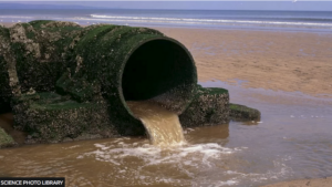 raw sewage pouring on to british beach